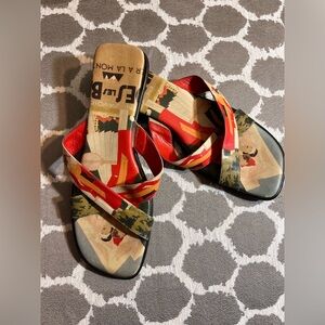 ICON Red and Black Sandals with Crisscross Straps Made in Italy colorful summer